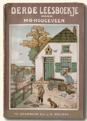Derde  leesboekje Hoogeveen 1908. Raam Roos Neef.