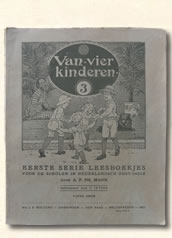 Derde leesboekje " van vier kinderen" A. F. Ph. Mann. (Groningen Den-Haag Weltevreden)