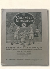 Vijfde leesboekje " van vier kinderen" A. F. Ph. Mann. (Groningen Den-Haag Weltevreden)