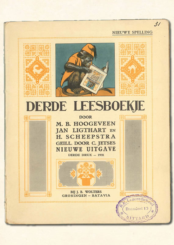 Derde Leesboekje van  M B. Hoogeveen uitgeverij Wolters 1933-1939 
