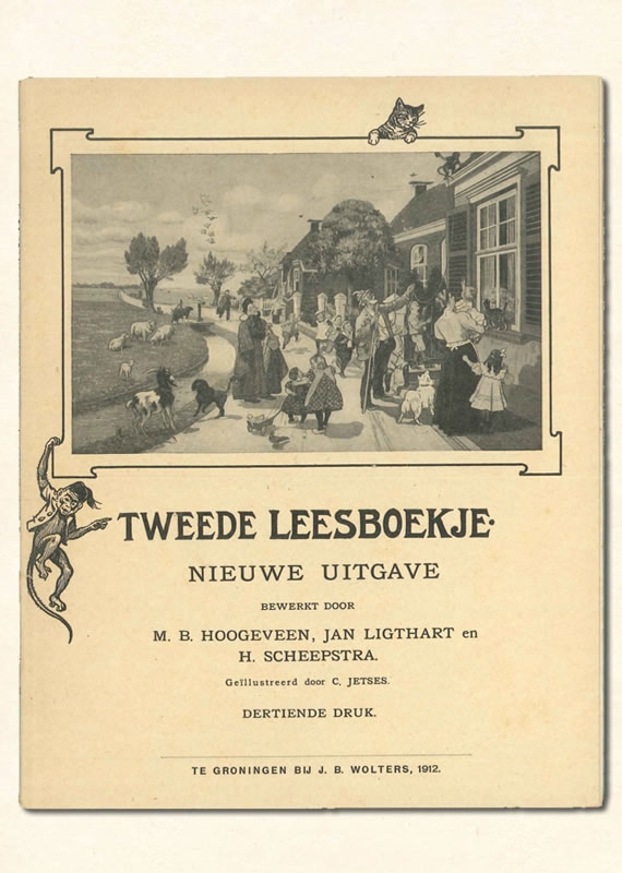 Tweede Leesboekje van  M B. Hoogeveen uitgeverij Wolters 1910-1916