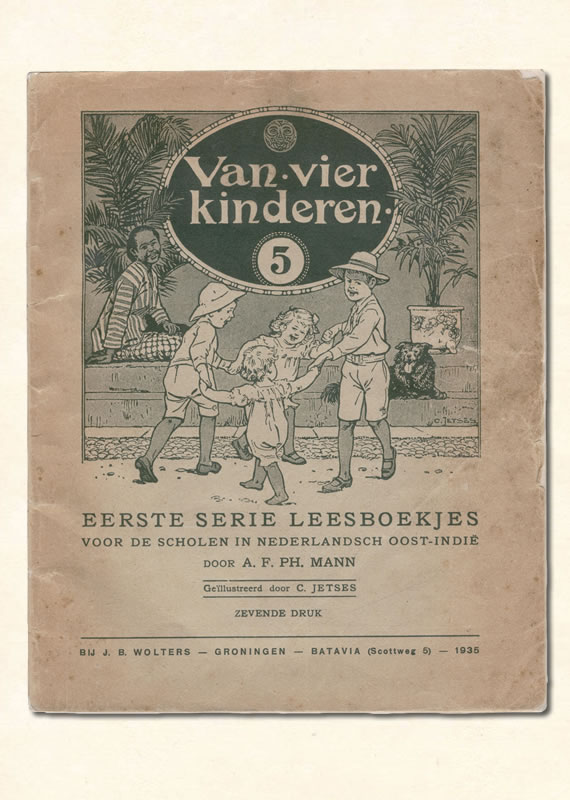 vijfde Leesboekje A.F. PH. Mann Nederlands-Indie Van Vier Kinderen 1935